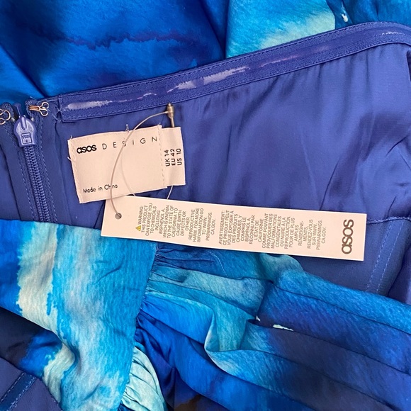 New ASOS DESIGN Strapless Bias Cut Satin Gown - Picture 12 of 13